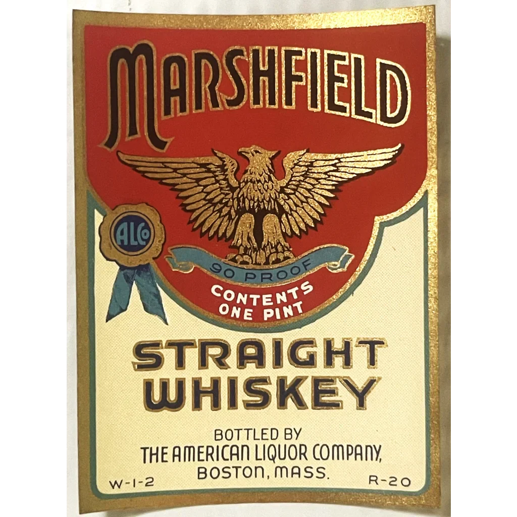 Rare Vintage 1930s Marshfield Whiskey Labels from Boston