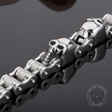 Two Skulls Stainless Steel Biker Bracelet