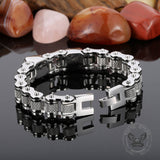 Two Skulls Stainless Steel Biker Bracelet