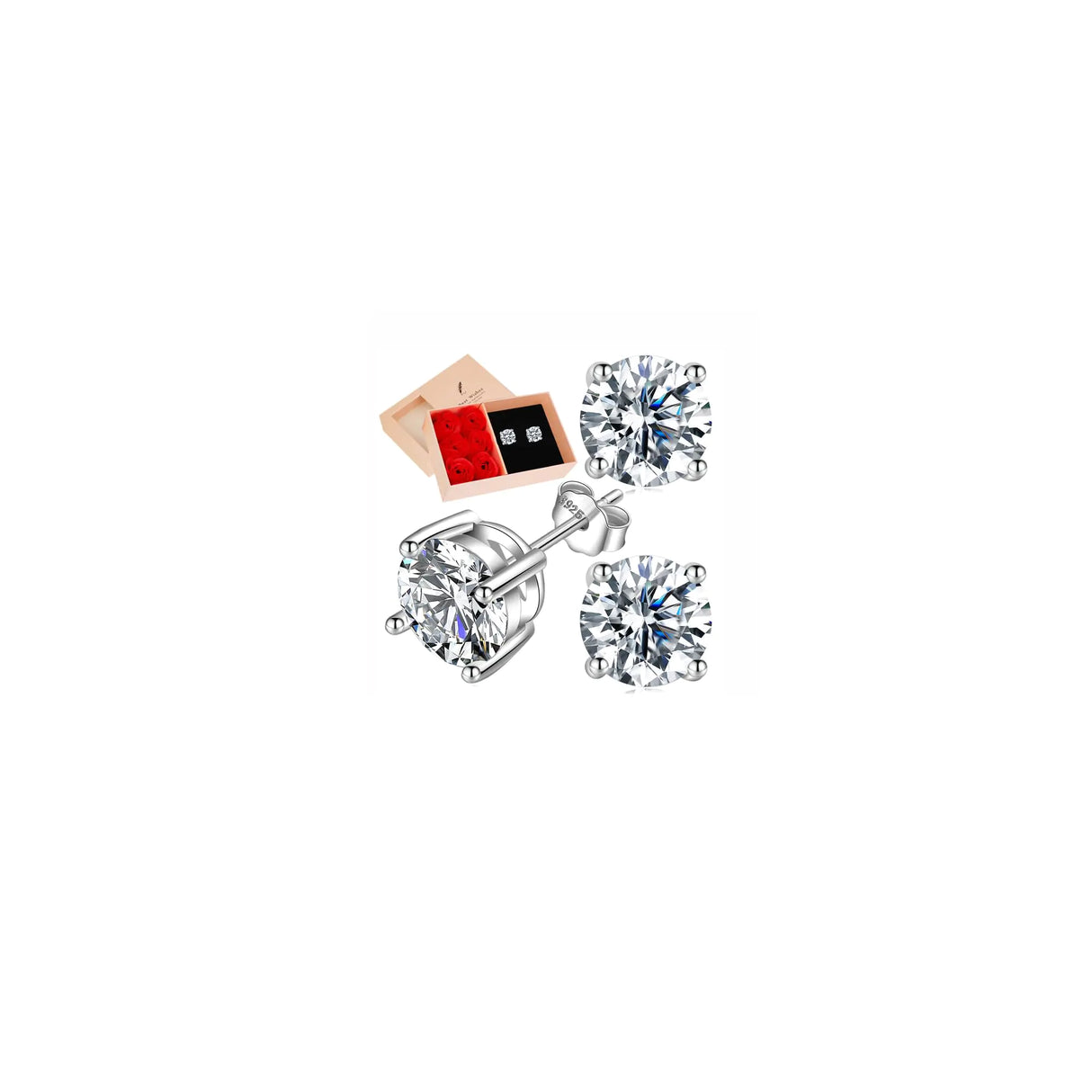 Valentines Day Gifts for Her Moissanite Earrings-Sterling Silver Earrings for Women Lab Grown Earrings Moissanite Stud Earrings for Men Fake Diamond Stud Earrings - Lootquake
