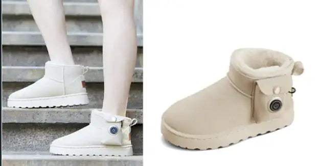 Electric Heating Cotton Shoes Charging Warm Shoes Heating Shoes Feasible Walking Warm Feet Electric Warm Shoes with Velvet Insulation Snow Boots Heating Shoes - Lootquake