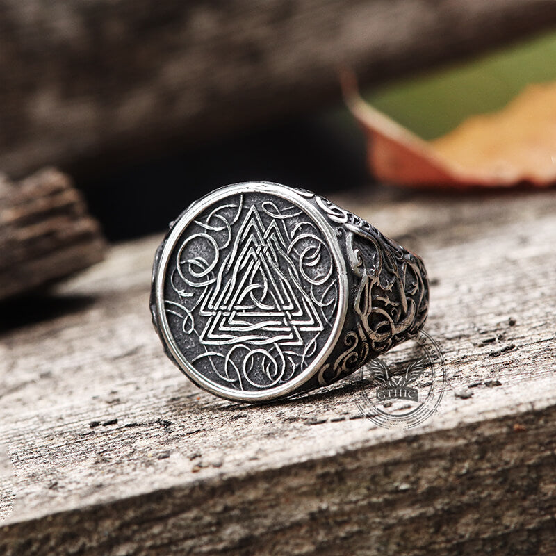 Urnes Valknut Stainless Steel Viking Ring