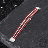 USA Independence Day Tri-Color Braided PU Leather Bracelet