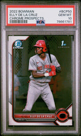 Graded 2022 Topps Bowman Elly De La Cruz #BCP50 Chrome Prospects Rookie RC Baseball Card PSA 10 Gem Mint