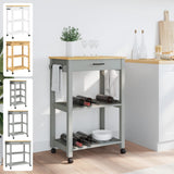 vidaXL Kitchen Trolley Rolling Cart on Wheels Living Room Solid Wood Pine