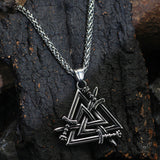 Valknut Curved Sword Stainless Steel Viking Pendant