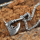 Valknut Symbol Axe Stainless Steel Viking Pendant