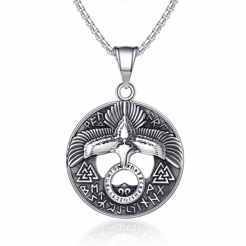 Valknut Viking Runes Eagle Stainless Steel Necklace