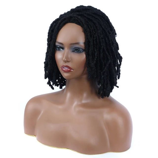 10" Short Dreadlock Wig | Afro Curly Twist | Faux Locs Braids | Heat Resistant | Black Women