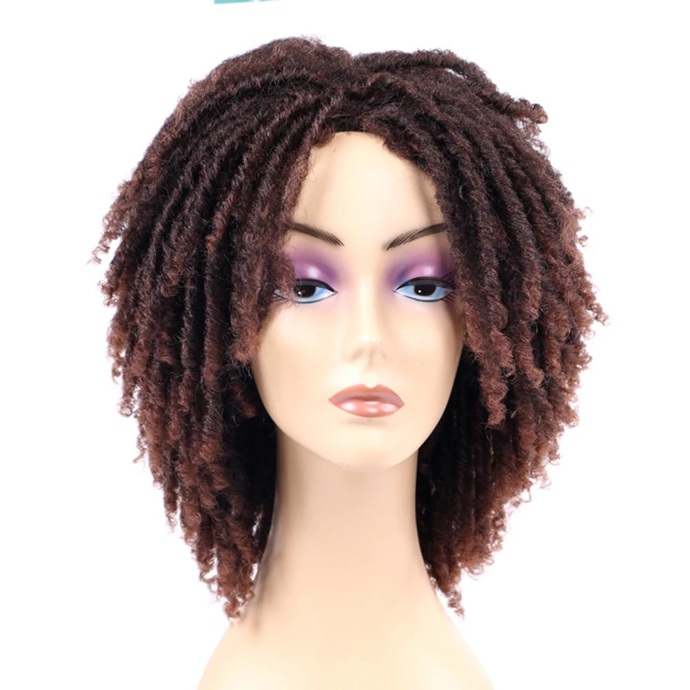 10" Short Dreadlock Wig | Afro Curly Twist | Faux Locs Braids | Heat Resistant | Black Women