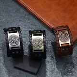 Vegvisir Runes Wristband Leather Viking Bracelet