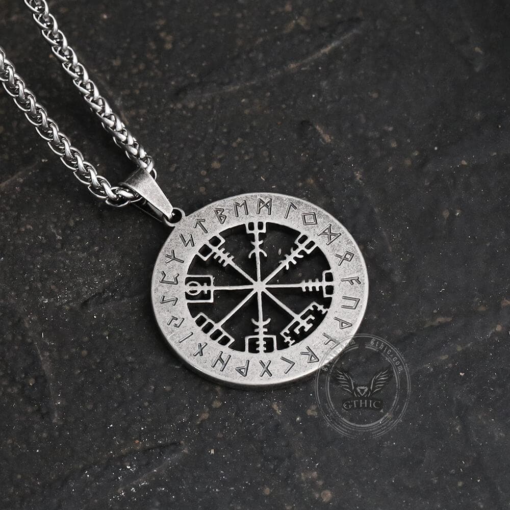 Colgante de acero inoxidable con brújula vikinga Vegvisir