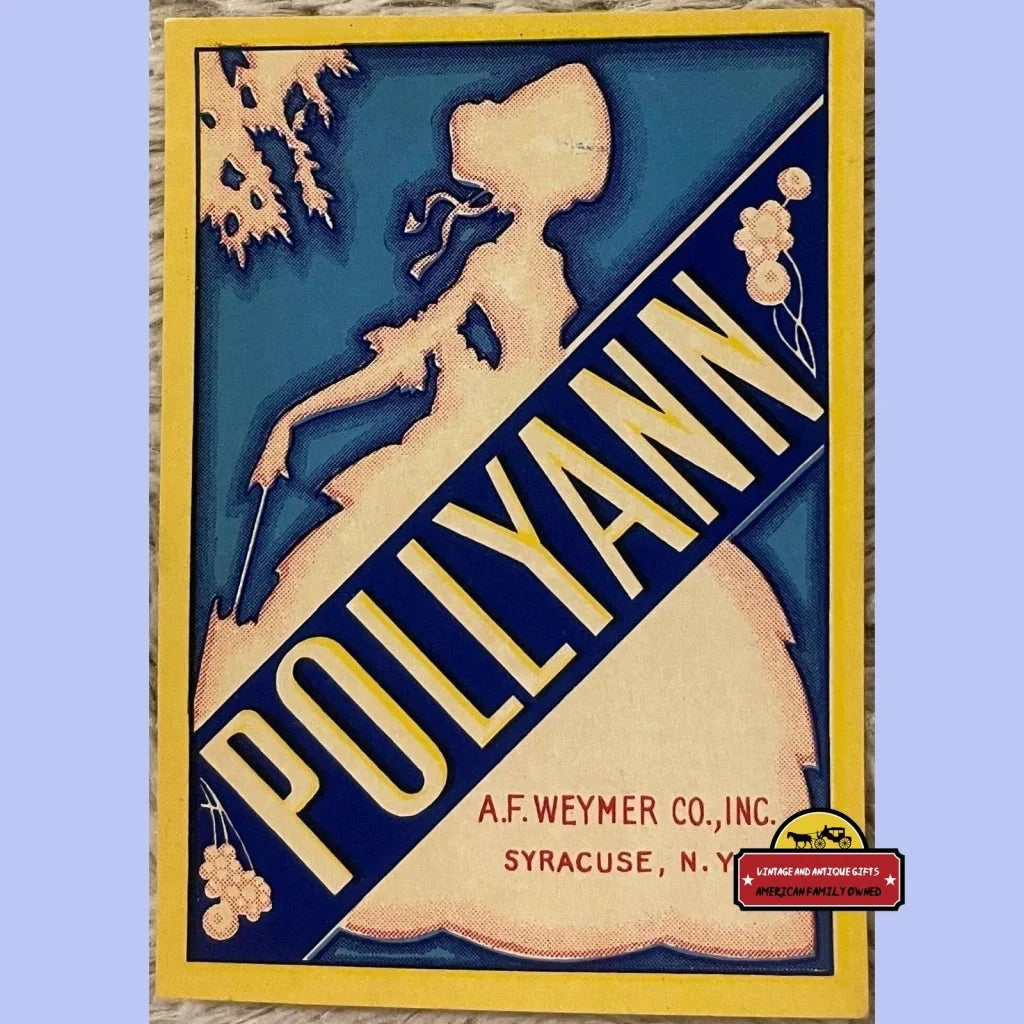 Rare Antique Vintage Pollyann Broom Label from 1900s Syracuse