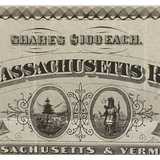 Rare 1800s Vermont and Massachusetts Railroad Stock Certificate
