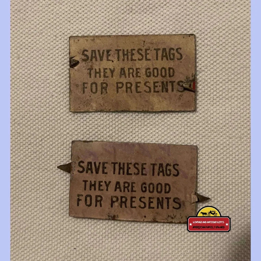 Rare Antique American Navy Tin Tobacco Tag with Intact Backing