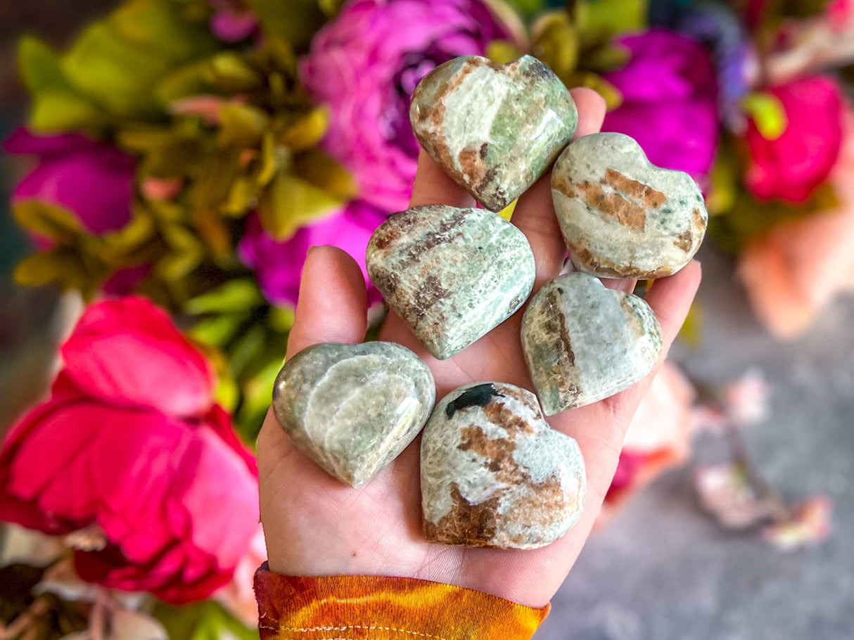 Vesuvianite and Garnet Heart, ethically sourced