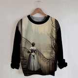 Victorian Castle in the Mist Round Neck Sweatshirt