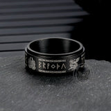 Viking Animal Runes Stainless Steel Spinner Ring