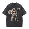 Viking Bear Warrior Print Washed T-shirt