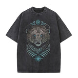 Viking Celtic Bear Print Washed T-shirt