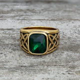 Viking Celtic Knot Gem-set Stainless Steel Ring