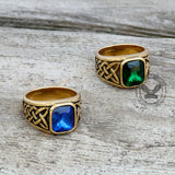 Viking Celtic Knot Gem-set Stainless Steel Ring