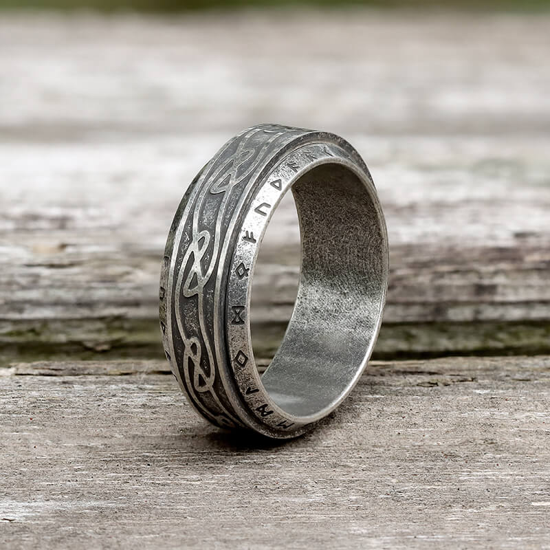 Viking Knot Runes Stainless Steel Spinner Ring