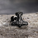 Viking Mjolnir Stainless Steel Stud Earrings