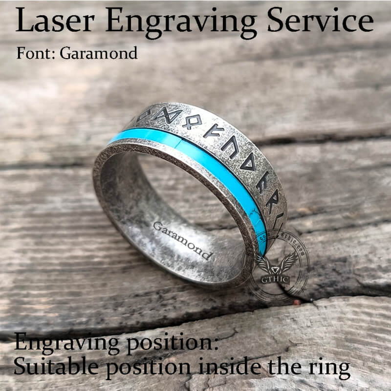 Anillo de acero inoxidable con amuleto de runas vikingas