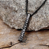 Viking Runes Mobius Bar Stainless Steel Necklace