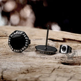 Viking Runes Octagon Stainless Steel Stud Earrings