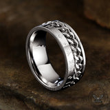 Viking Runes Stainless Steel Chain Spinner Ring