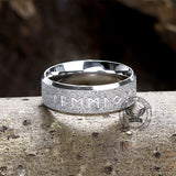 Viking Runes Stainless Steel Frosted Ring