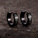Viking Runes Stainless Steel Huggie Earrings