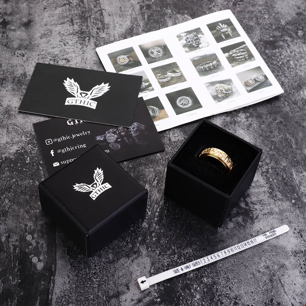 Anillo giratorio de acero inoxidable con runas vikingas