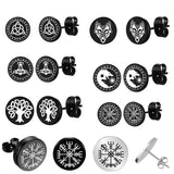 Viking Sigils Stainless Steel Stud Earrings