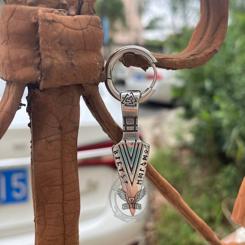 Pendientes de acero inoxidable con punta de lanza vikinga Valknut