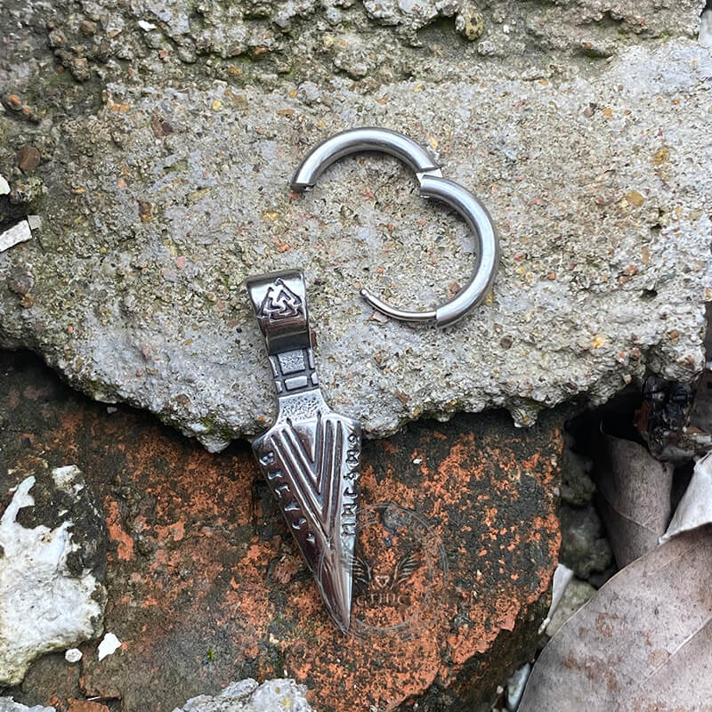 Pendientes de acero inoxidable con punta de lanza vikinga Valknut