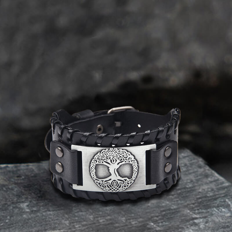 Viking Tree of Life Alloy Leather Bracelet