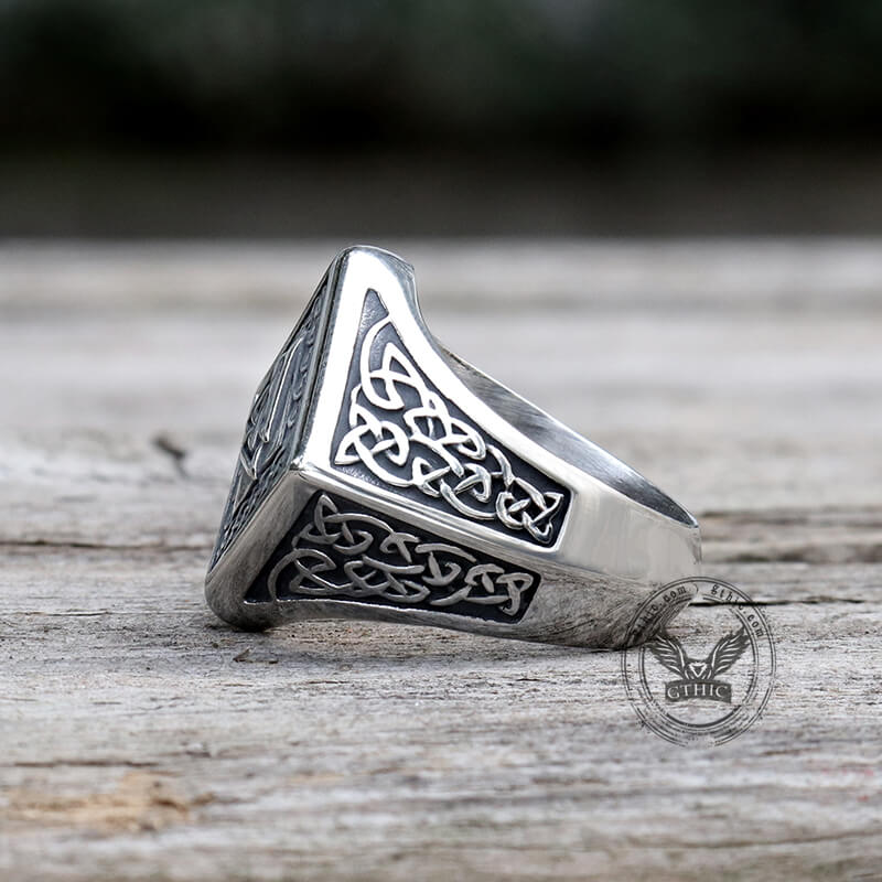 Anillo de acero inoxidable con nudo celta vikingo Valknut