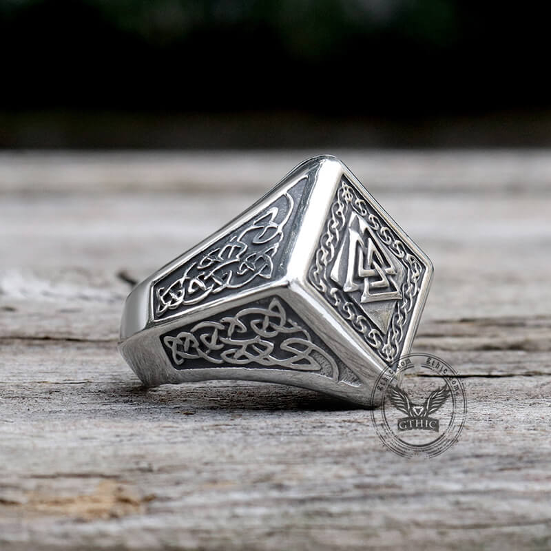 Anillo de acero inoxidable con nudo celta vikingo Valknut