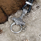 Viking Wolf Head Stainless Steel Leather Bracelet