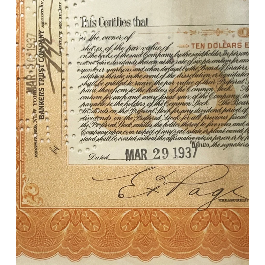 Rare American Bank Note Stock Certificates from the 1930s