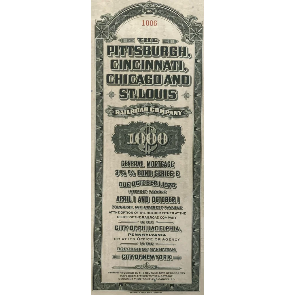 Rare 1944 Railroad Antique Vintage Bond Certificate Unearthed