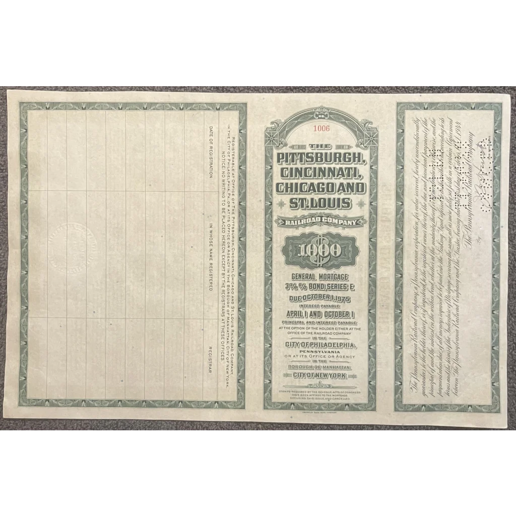 Rare 1944 Railroad Antique Vintage Bond Certificate Unearthed