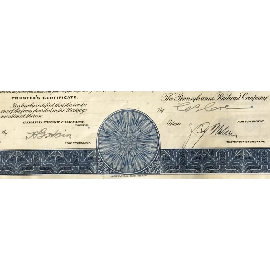 Rare 1945 Pennsylvania Railroad Pennsy Gold Bond Certificate