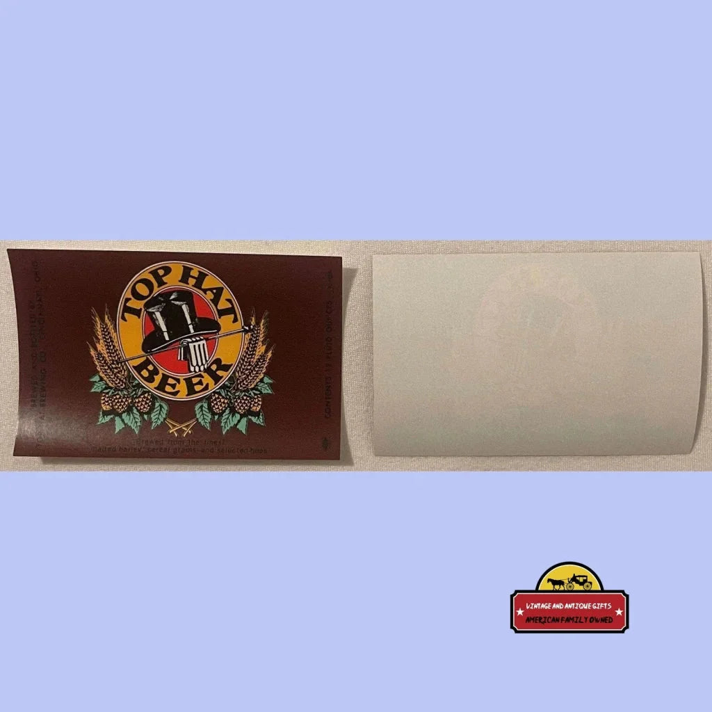 Rare Vintage 1950s Top Hat Beer Label from Cincinnati Brewery