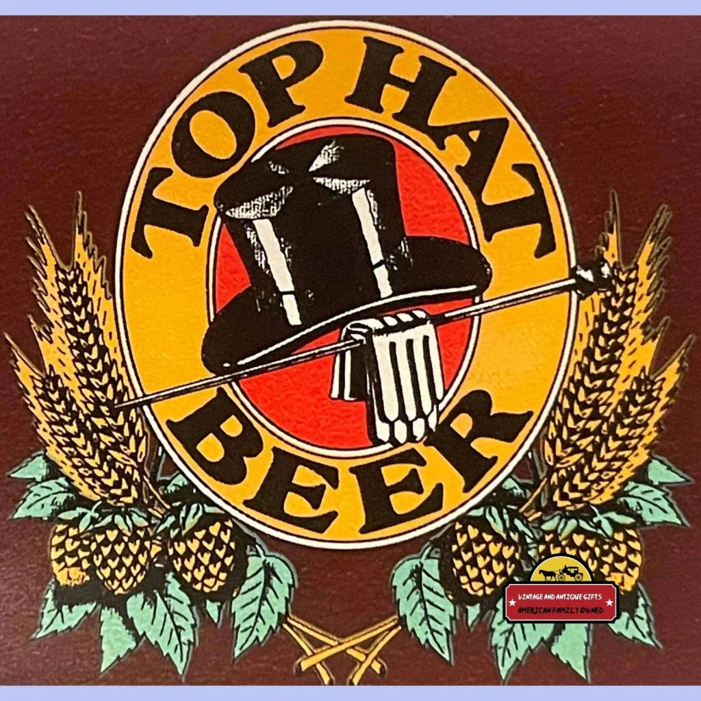 Rare Vintage 1950s Top Hat Beer Label from Cincinnati Brewery