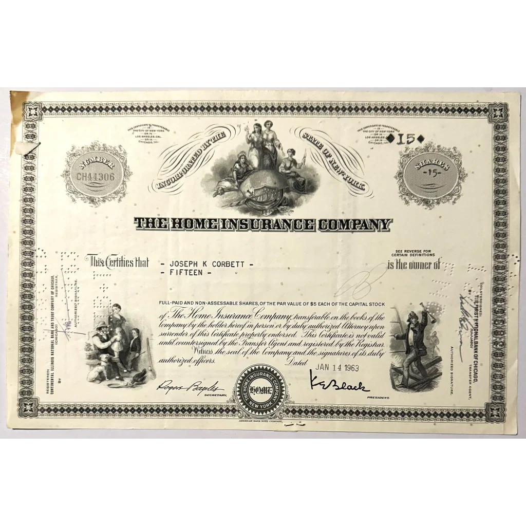 Rare 1950s Home Insurance Company Stock Certificate Discovered