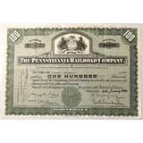 Vintage 1930s - 1950s Pennsylvania Railroad "Pennsy" Stock Certificate, Green